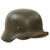 Original German WWII Luftwaffe M40 Single Decal Green Textured Camouflage Overpaint Steel Helmet with 58cm Liner and Chinstrap - EF66 Original Items