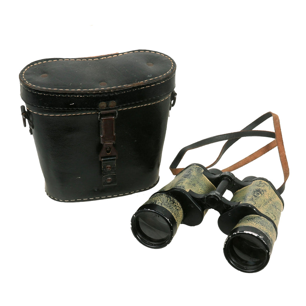 Original German WWII Carl Zeiss (blc) 10x50 Dienstglas Binoculars with Leather Case dated 1944 Original Items
