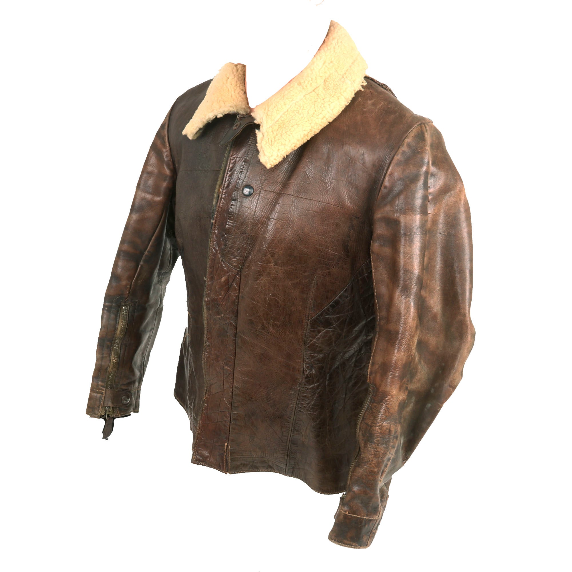Original German WWII Luftwaffe Pilot's Brown Leather Flight Jacket wit ...