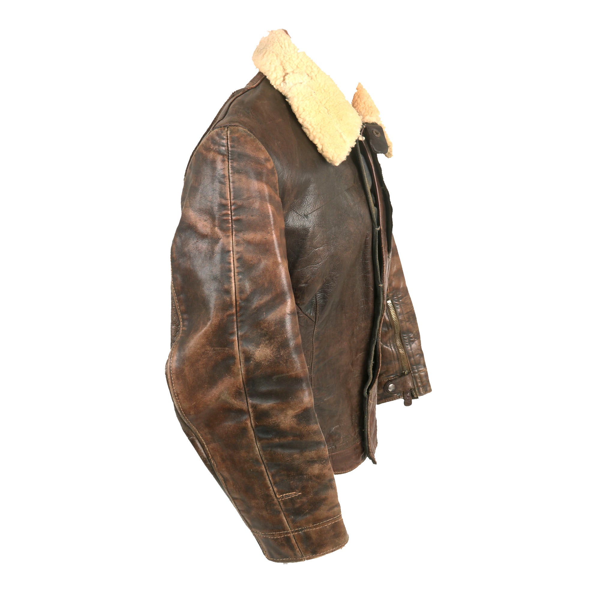 Original German WWII Luftwaffe Pilot's Brown Leather Flight Jacket wit ...