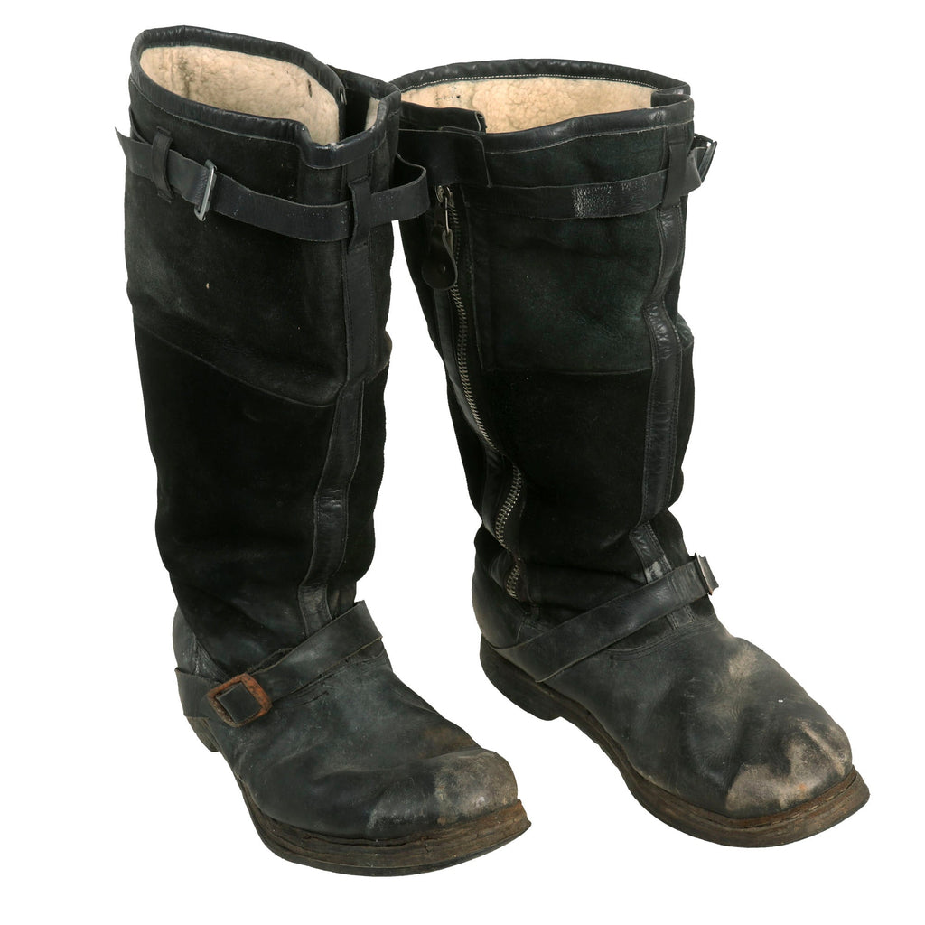 Original German WWII Luftwaffe Fleece-Lined Leather Pilot Flying Boots Original Items