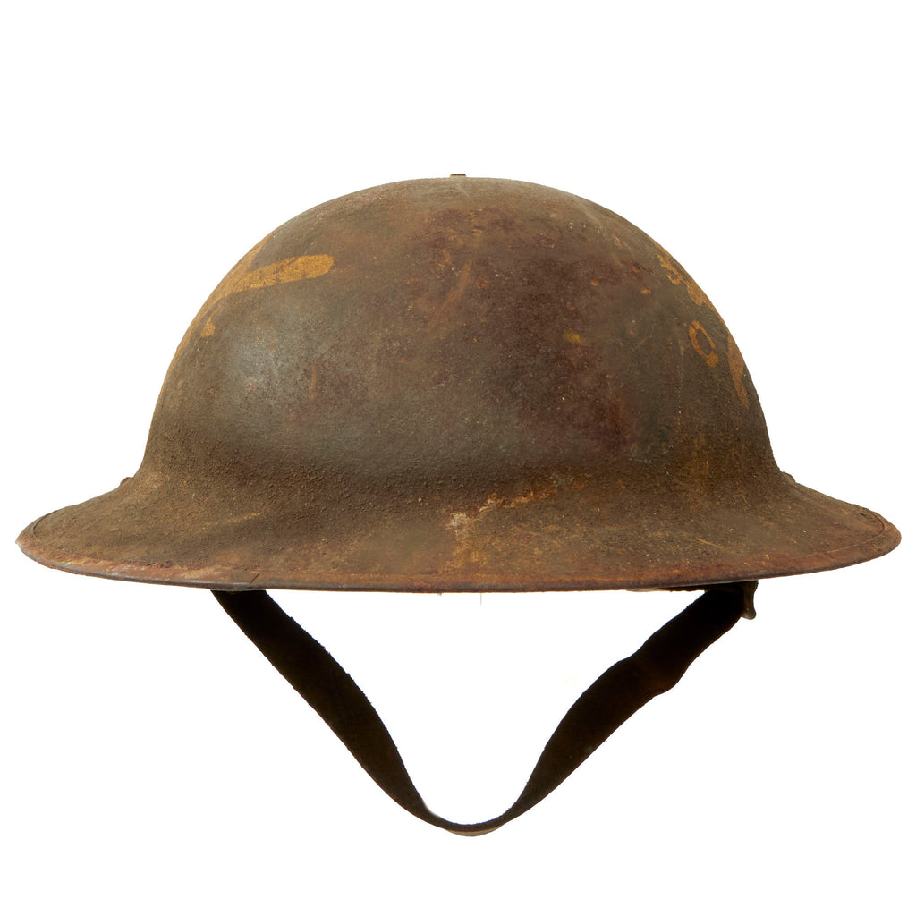 Original U.S. WWI 81st Division Wildcats M1917 Doughboy Helmet with Full Liner & Chinstrap Original Items