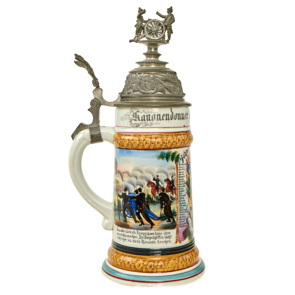 Original Imperial German WWI Era 30th Baden Field Artillery Regiment Reservist Stein with Hinged Lid - Dated 1897-1899 Original Items