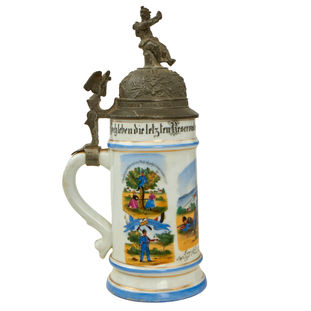 Original Imperial German Pre-WWI 3rd Royal Bavarian Infantry Regiment "Prinz Karl von Bayern" Beer Stein with Hinged Lid - Dated 1898-1900 Original Items