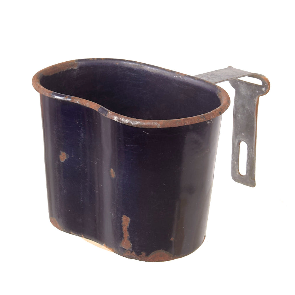 Original U.S. WWII M1942 Experimental Blue Porcelain Enamel Canteen Cup by Landers, Frary & Clark - Dated 1942 Original Items
