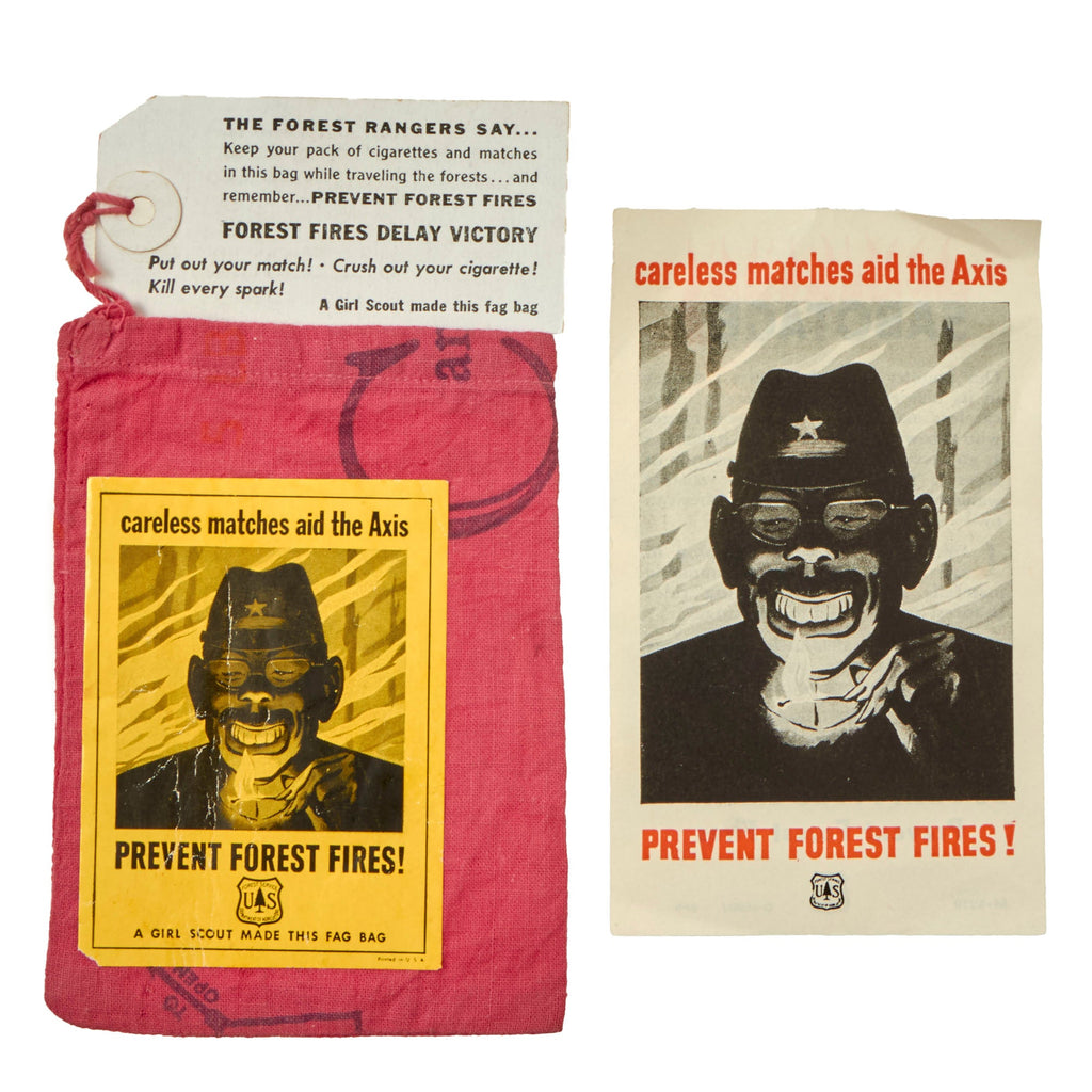 Original WWII U.S. Anti-Japanese Propaganda Cigarette Carrying Pouch and Leaflet Original Items