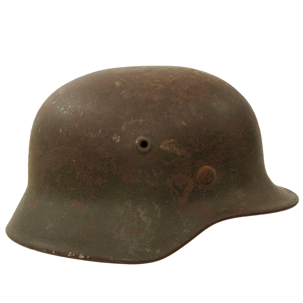 Original German WWII Heer Army Large M40 Former Single Decal Steel Helmet with 59cm Liner - Stamped Q66 Original Items