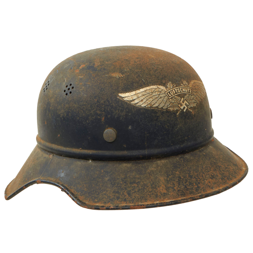 Original German WWII M38 Luftschutz Beaded Gladiator Air Defense Helmet with 57cm Liner - dated 1940 Original Items