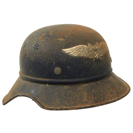 Original German WWII M38 Luftschutz Beaded Gladiator Air Defense Helmet with 57cm Liner - dated 1940