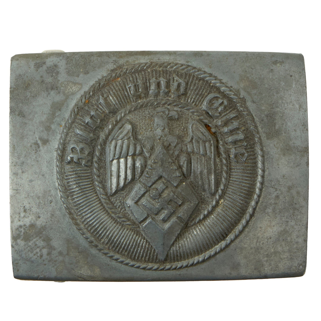 Original German WWII HJ National Youth Organization Zinc Belt Buckle by Wilhelm Deumer of Lüdenscheid - M4/72 Original Items