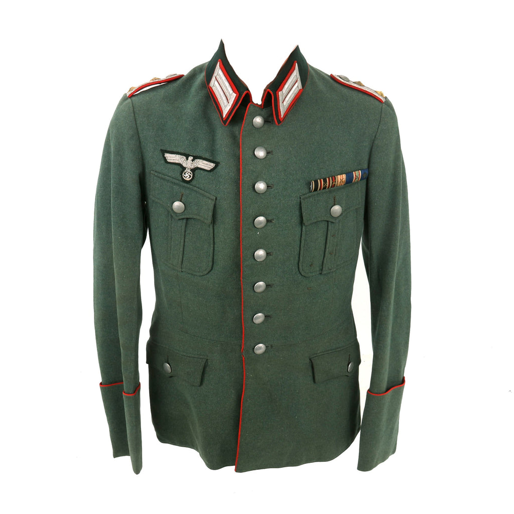 Original German WWII 1939 Dated Heer Artillery Hauptmann Officer's M36 Uniform Tunic by Otto Meis with WWI - WWII Era Medal Bar Original Items