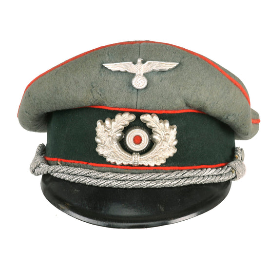 Original German WWII Service Used Army Heer Artillery Officers Schirmmütze Visor Crush Cap - Missing Sweatband Original Items