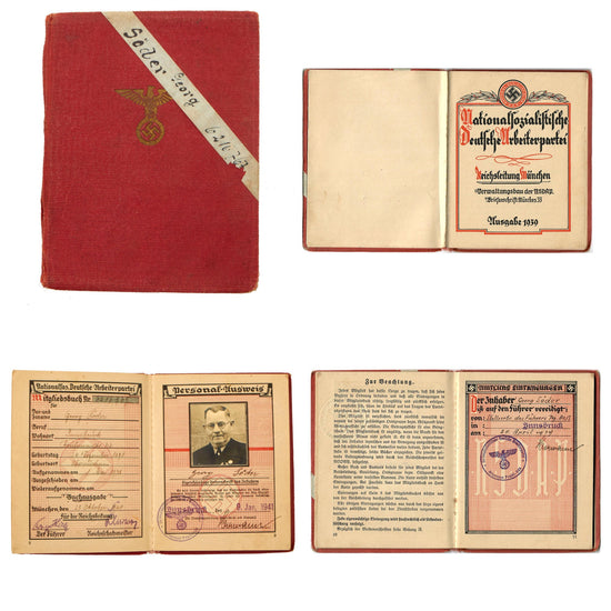 Original German WWII NSDAP Membership Book of Austrian Georg Söder - Issued 9 January 1941 Original Items