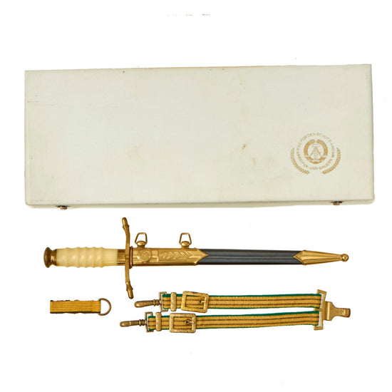 Original German Cold War Era Engraved East German NVA Honor Dagger With Original Hanger and White Presentation Box Original Items