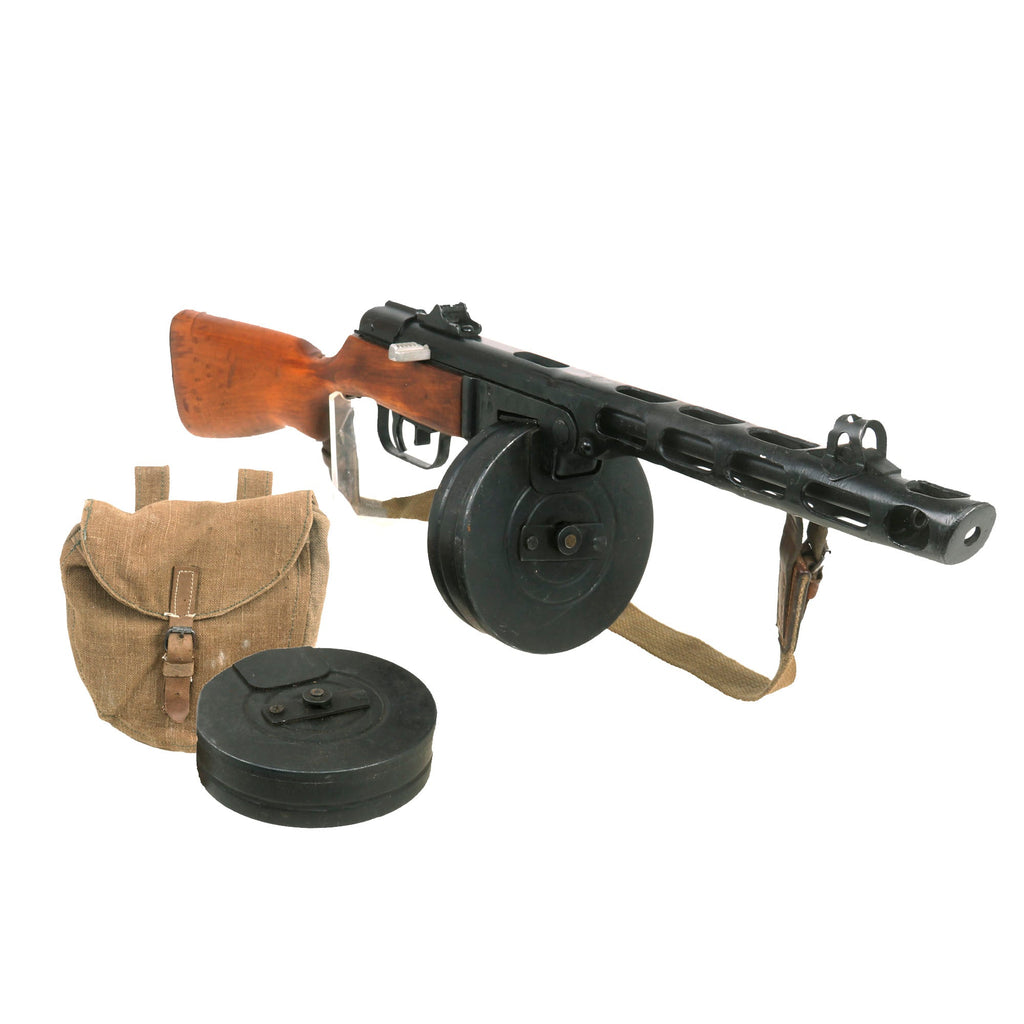 Original Soviet Dated PPSh-41 Display Machine Pistol Serial EA 6441 with (2) Drum Magazines, Magazine Pouch, & Sling Original Items