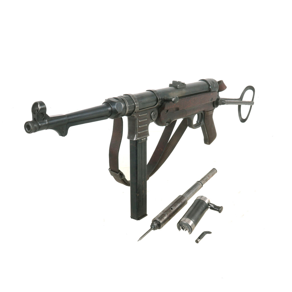 Original German WWII 1943 dated MP 40 Display Gun by Steyr with Live Barrel, Bolt Assembly, Sling, and Magazine - Maschinenpistole 40 Original Items