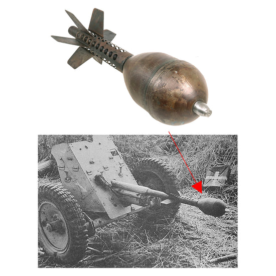 Original German WWII PAK 36 Stielgranate 41 37mm High Explosive Anti-Tank Stick Grenade - 1942 Dated Body and Fuze Original Items