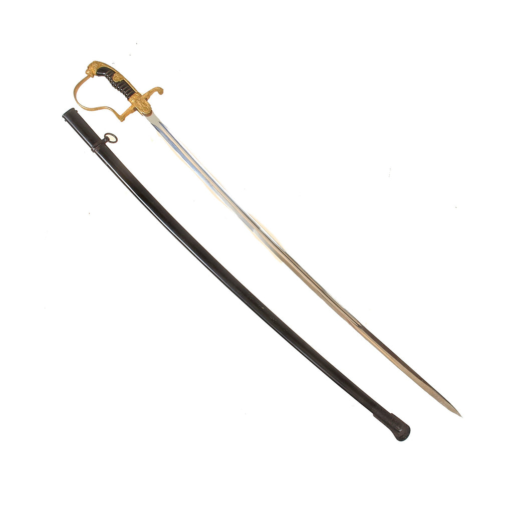 Original German WWII Heer Army Officer's Lion Head Sword by Emil Voos of Solingen with Steel Scabbard Original Items