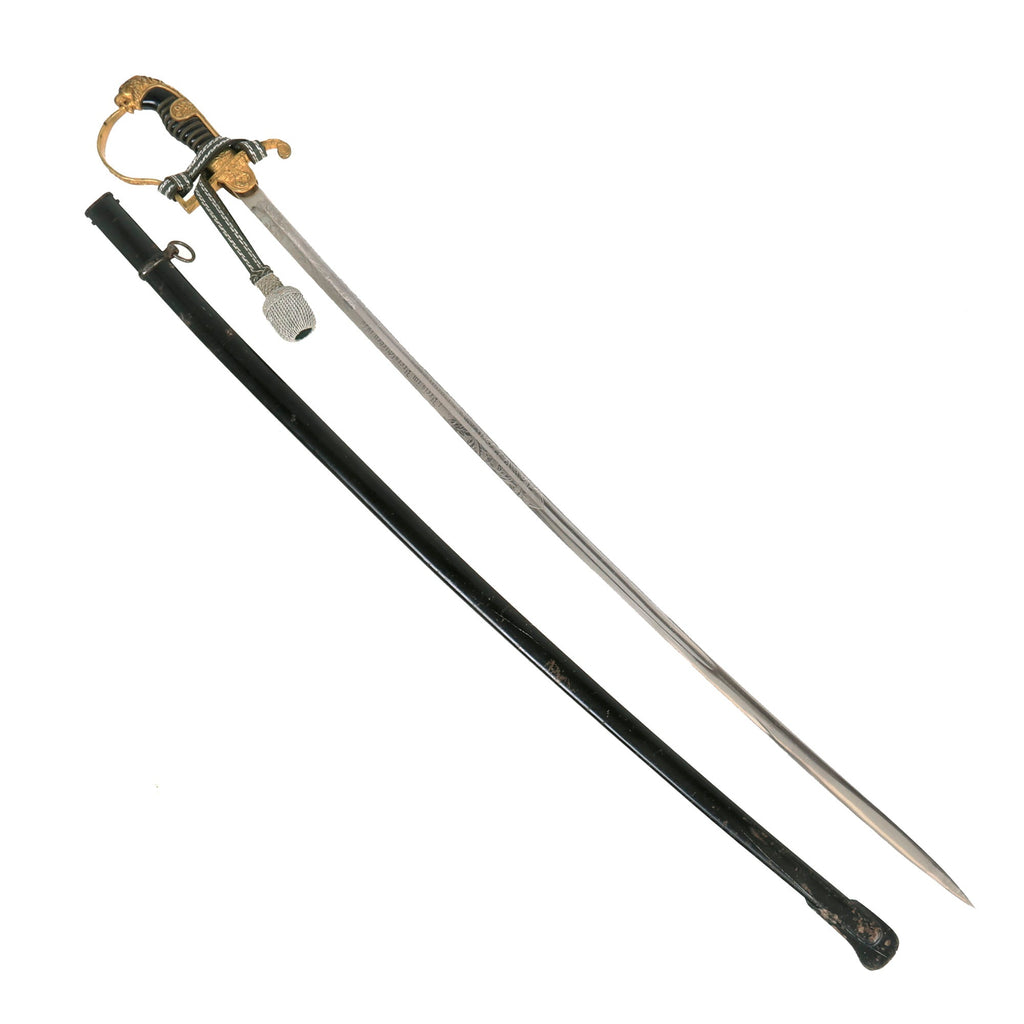 Original German WWII Triple Etched Army Officers Lion Head Sword by Anton Wingen Jr. Presented for 1936 Pioneer Regt. 26 NCO Shooting Contest Original Items