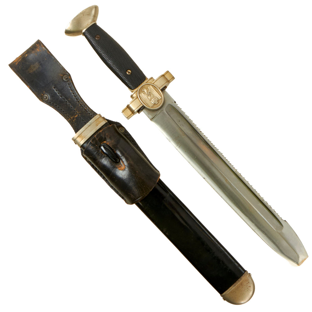 Original German WWII Sharpened DRK Red Cross EM/NCO Hewer with Scabbard & Leather Frog - Deutsches Rotes Kreuz Original Items