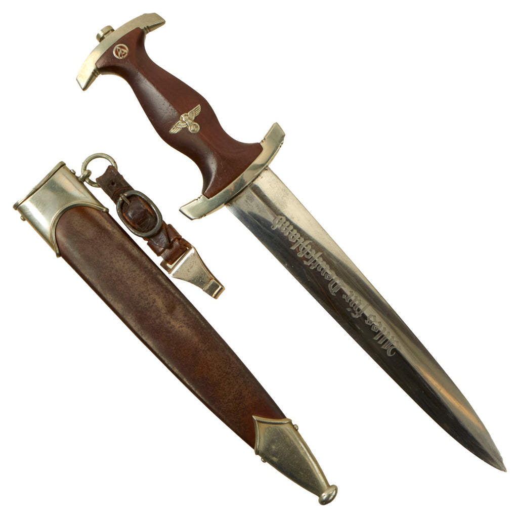 Original German Early WWII SA Dagger by Friedrich Herder Abr. Sohn of Solingen with Scabbard & Belt Hanger Original Items