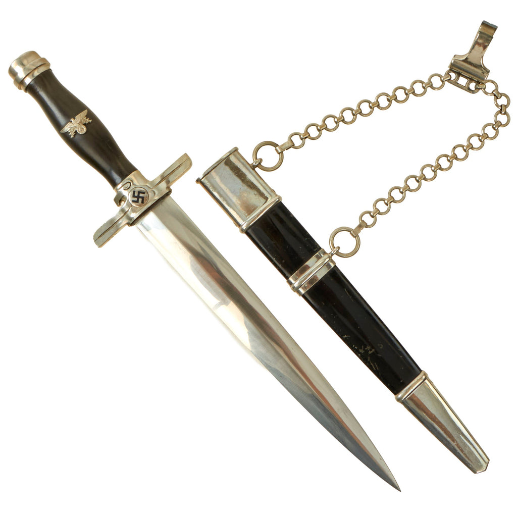 Original Rare German WWII Postal Protection Leader's Dagger No. 338 by Paul Weyersberg with Scabbard & Hanger Chain Original Items