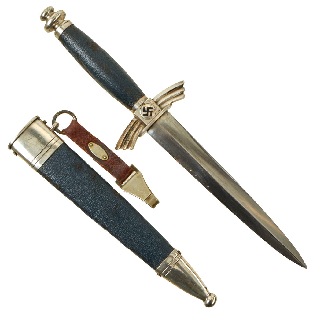 Original WWII German Early NSFK Glider Pilot's Dagger by Gebrüder Heller with Scabbard & Hanger Original Items