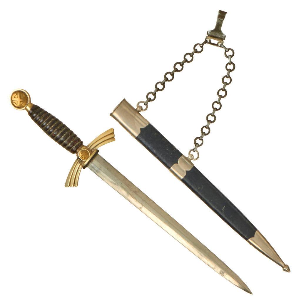 Original German WWII Early Unit-Marked 1st Model Luftwaffe Dagger by Gebrüder Heller with Scabbard & Belt Hanger - Marked to Flak-Regiment 25 Original Items