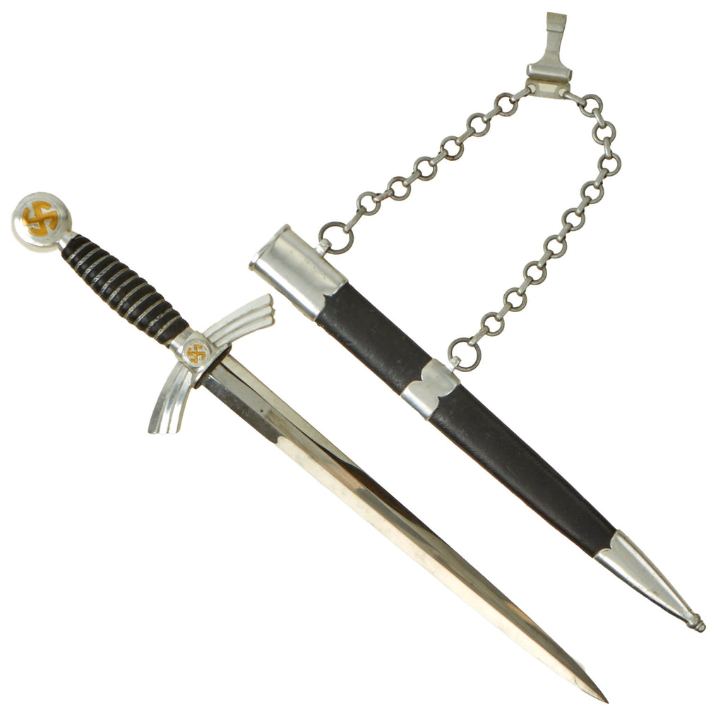 Original German WWII 1st Model Aluminum Fitted Luftwaffe Dagger by E. & F. Hörster with Scabbard and Belt Hanger Original Items