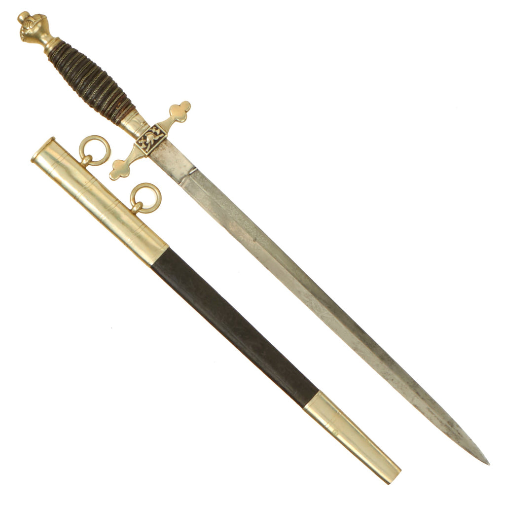 Original Imperial German Double Etched Prussian Fire Officials Dress Dagger with Scabbard Original Items