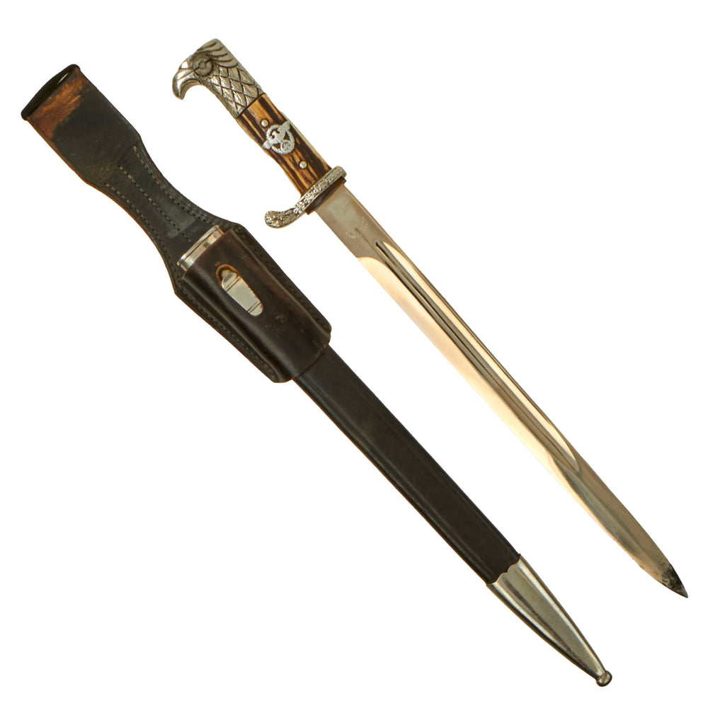 Original German WWII Metropolitan Police Long Dress Bayonet by Rare Maker Militärwarenhaus Dürbeck with Scabbard & Frog Original Items