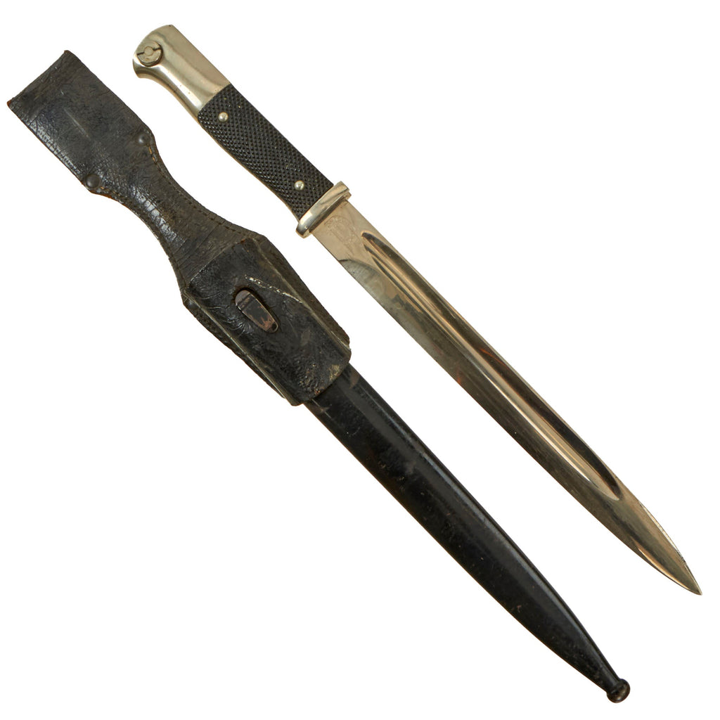 Original German WWII Heer “Pioneer” S84/98 Long Dress Bayonet by F.W. Höller of Solingen with Scabbard and Frog Original Items