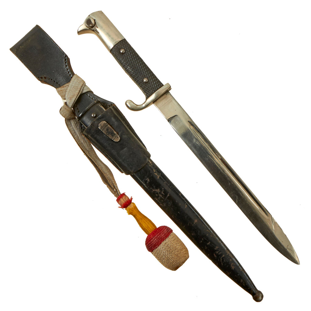 Original German WWII Heer Army Short 98k Dress Bayonet with Troddel, Scabbard & Frog - Unmarked Original Items