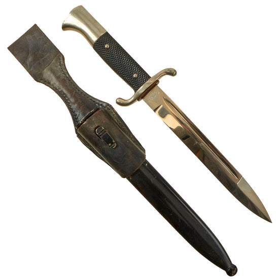 Original German WWII Fireman's Short Dress Bayonet by K. Negele of Tübingen with Scabbard and Frog Original Items