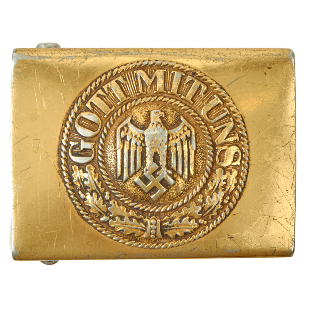 Original German WWII Kriegsmarine EM/NCO Gold Finished Aluminum Belt Buckle by Richard Sieper & Söhne Original Items