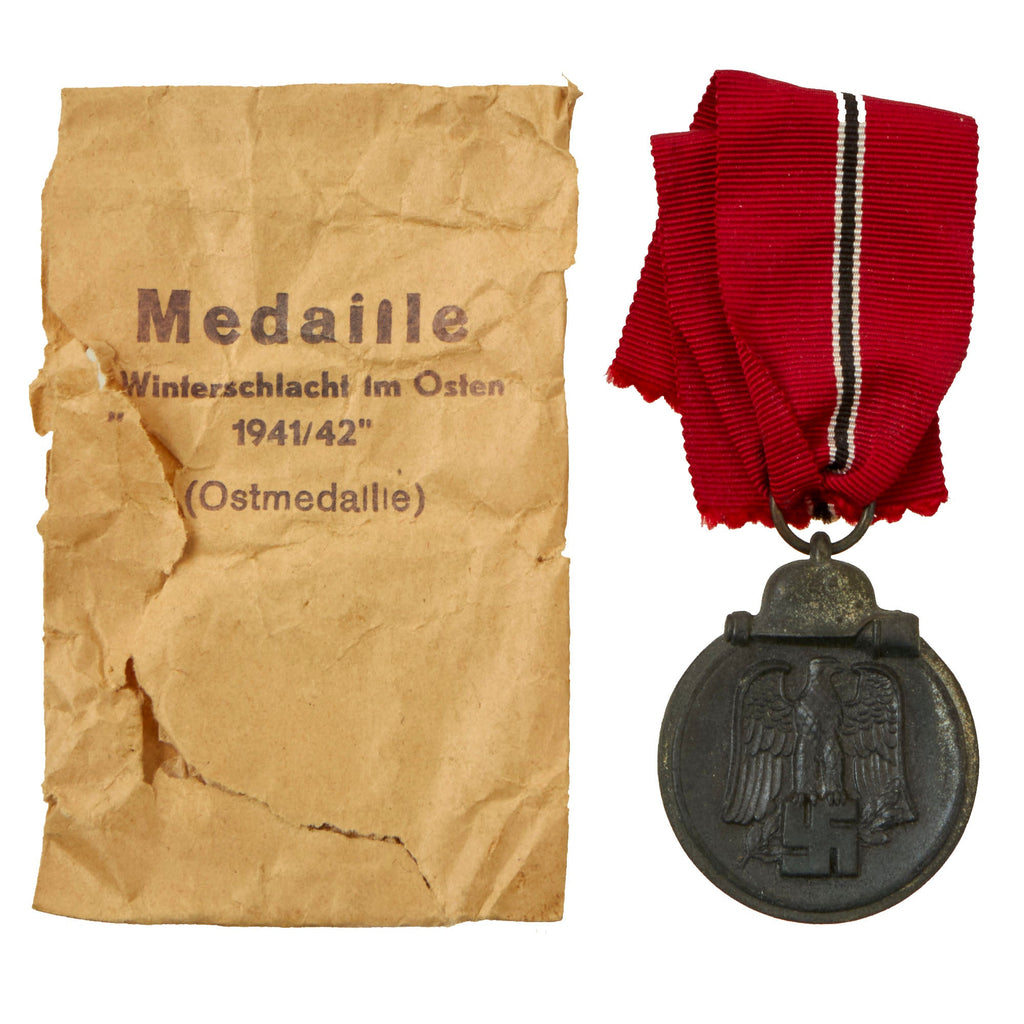 Original German WWII Eastern Front Medal by Freidrich Keller of Oberstein with Original Packet - Ostmedaille Original Items