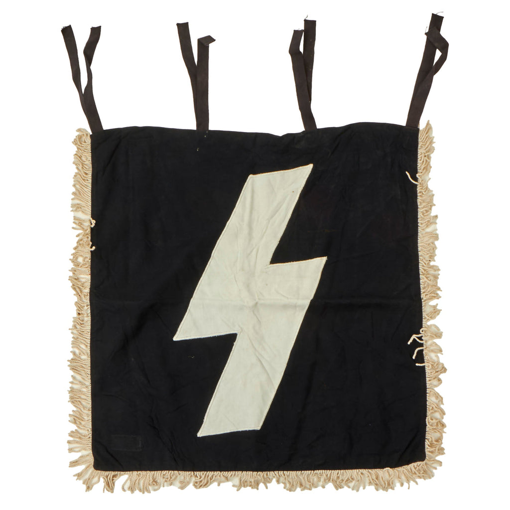 Original German WWII DJ Deutsches Jungvolk German Youth Organization Fringed Trumpet Banner with RZM Tag - 19" x 19" Original Items