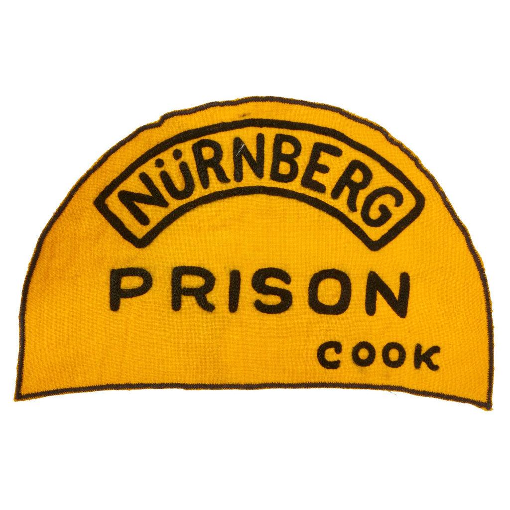 Original U.S. Post-WWII Nürnberg Trials Prison Cook Semi-Circle Yellow Prisoner Uniform Patch - 6 x 9½” Original Items