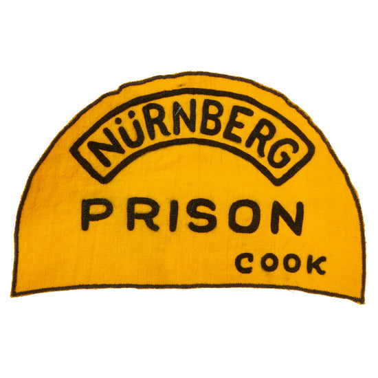 Original U.S. Post-WWII Nürnberg Trials Prison Cook Semi-Circle Yellow Prisoner Uniform Patch - 6 x 9½” Original Items