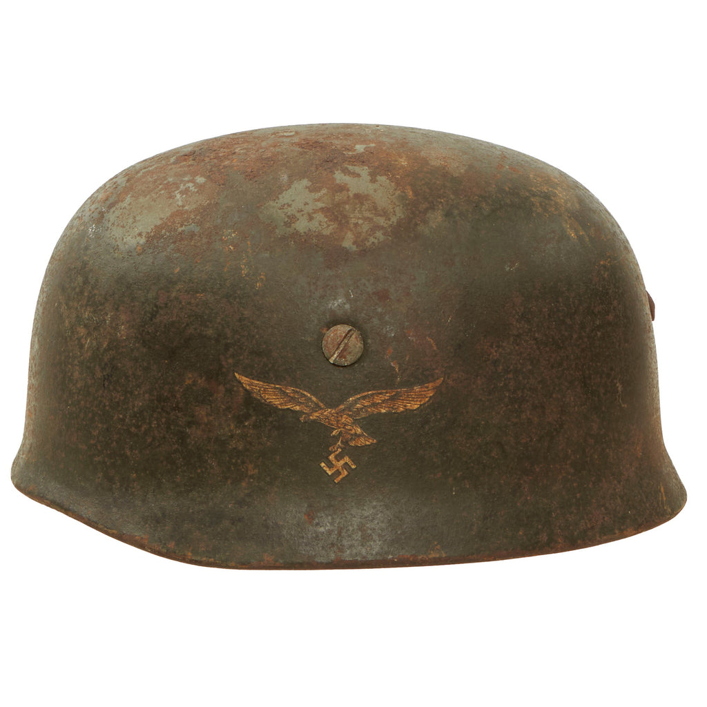 Original German WWII Single Decal M-38 Luftwaffe Fallschirmjäger Paratrooper Helmet with Relic Liner - ET68 Original Items