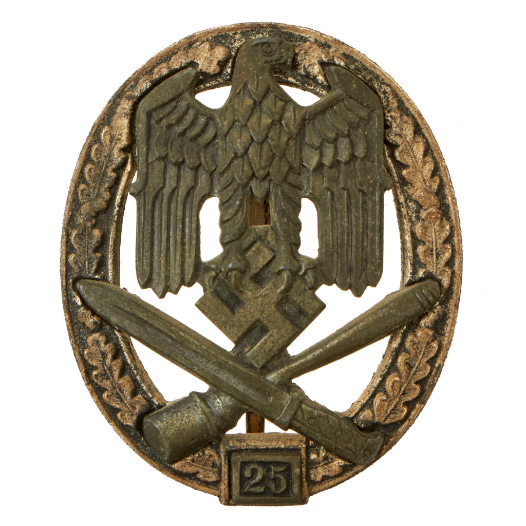 Original Rare German WWII 25 Engagement General Assault Badge by Rudolf Karneth & Söhne of Gablonz Original Items