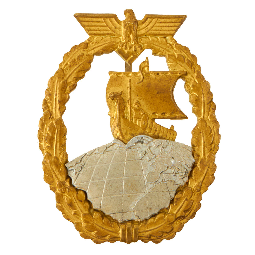 Original Excellent German WWII Kriegsmarine Navy Auxiliary Cruiser War Badge by C. Schwerin & Sohn of Berlin Original Items