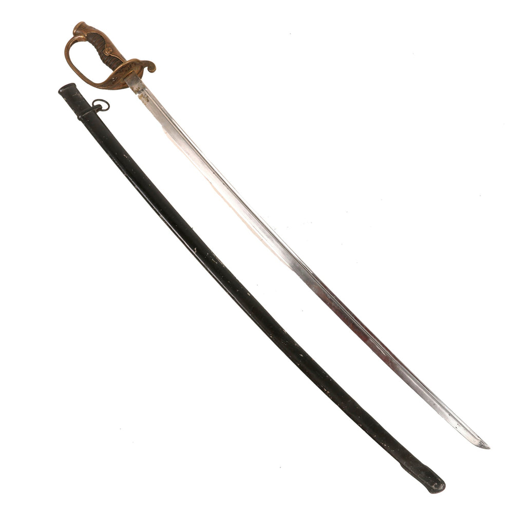 Original WWII Imperial Japanese Army Type 19 Kyu-Gunto Nickel Plated Parade Sword with Scabbard & Family Crest Original Items