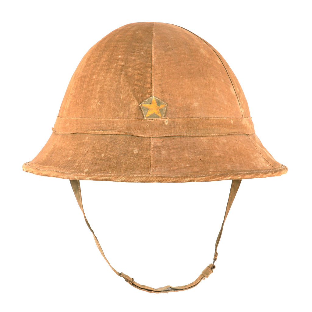 Original Imperial Japanese WWII Japanese Army “B-Spec” Material Substitute Wicker Sun Helmet - Dated 1944 Original Items