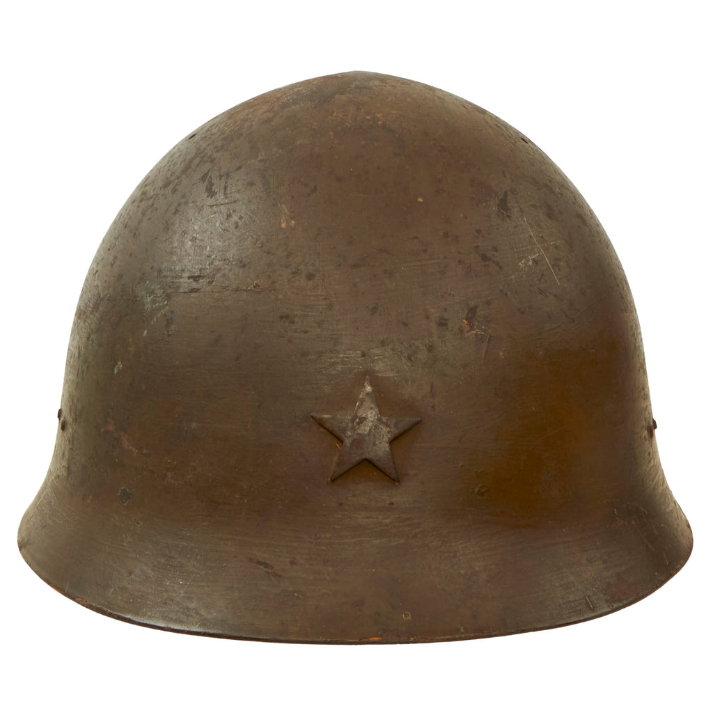 Original Japanese WWII Type 90 Army Helmet with Complete Liner and Chinstrap - Possible Unit Markings - Tetsubo Original Items
