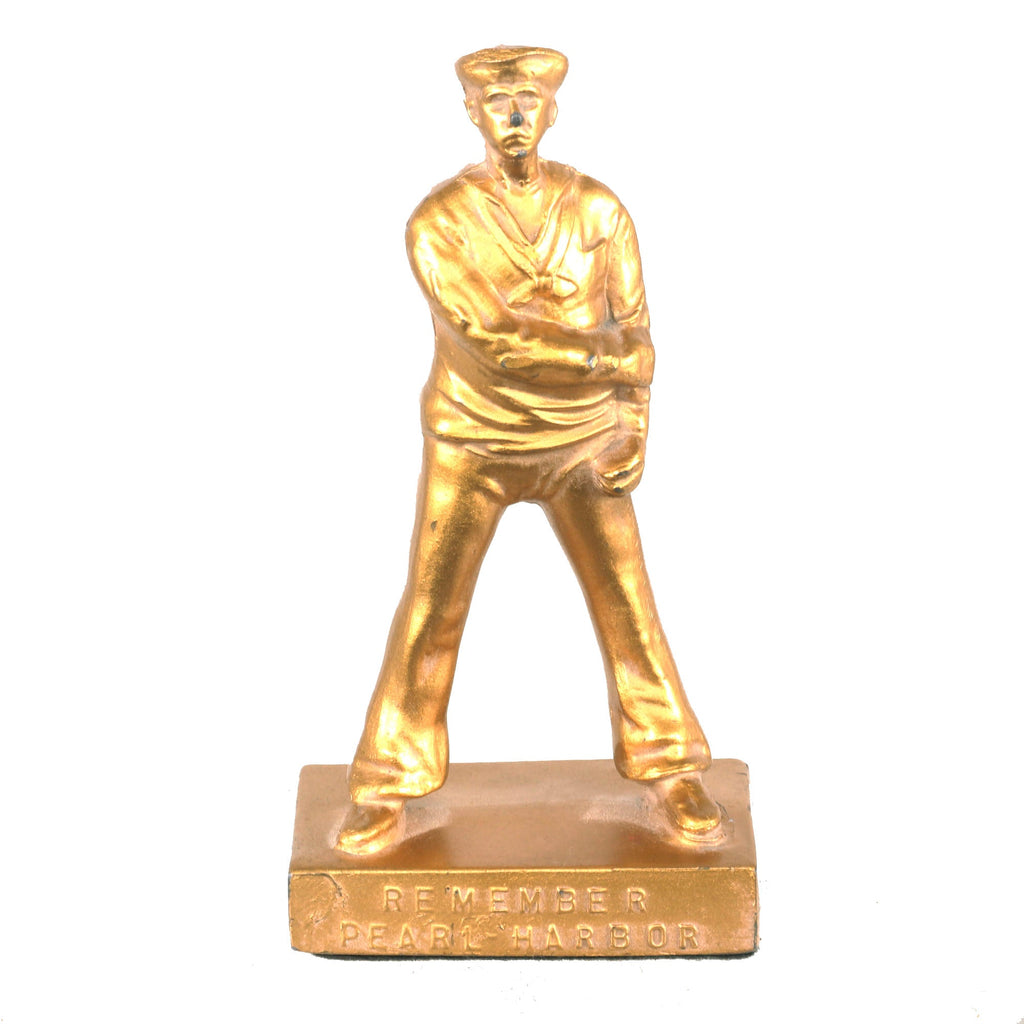 Original U.S. WWII Patriotic “Remember Pearl Harbor” Small Statue of Sailor Original Items
