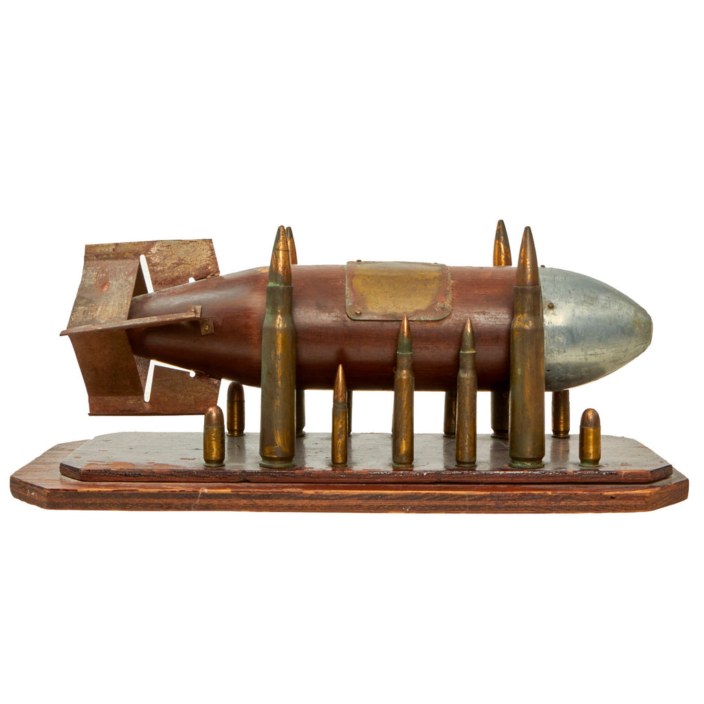 Original U.S. WWII 579th Bomb Squadron Trench Art Made by Prisoner of War Lieutenant Frederick Vallarelli Original Items