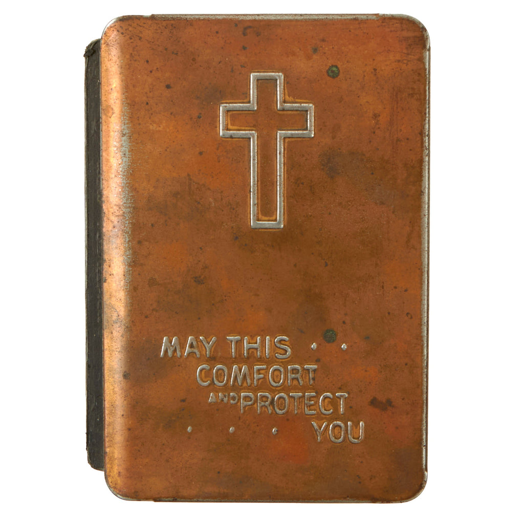Original U.S. WWII “May This Comfort and Protect You” New Testament Heart-Shield Breast Pocket Bible with Flowers & Notes Inside Original Items