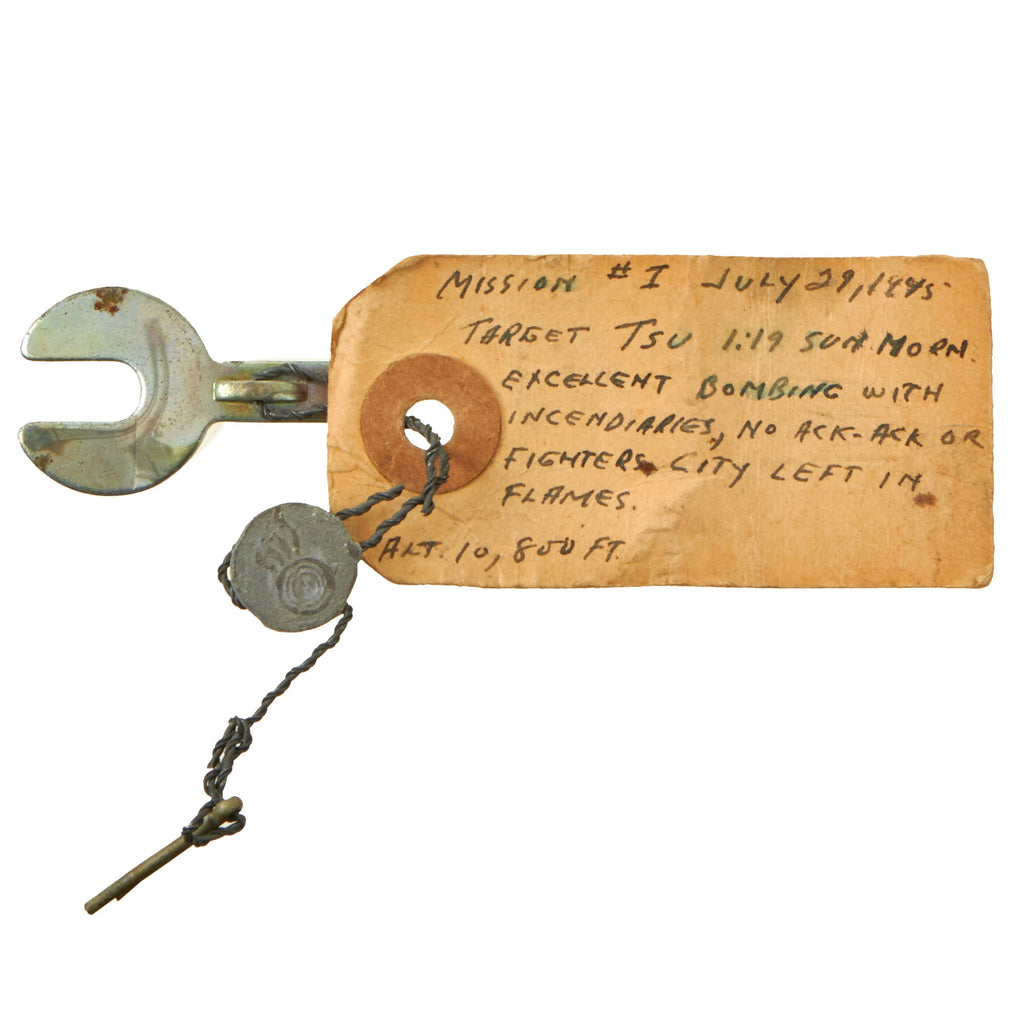 Original U.S. WWII AAF Bombing Mission Pin & Wire Pulled From Incendiary Bomb with Provenance Tag - Bombing of Tsu, Japan Original Items