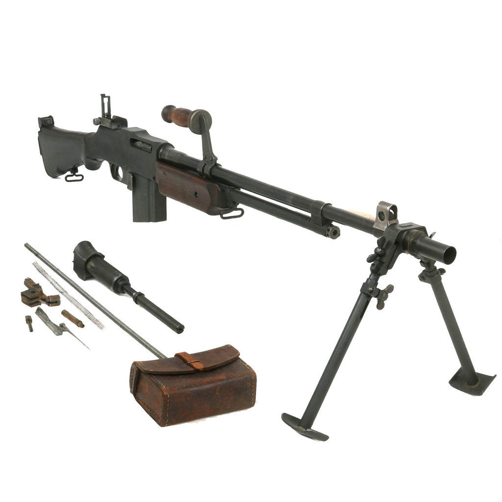 Original U.S. WWII BAR Browning M1918A2 Display Machine Gun Constructed using Genuine Parts with Internals & Pouch - Live Barrel Dated 1918 Original Items